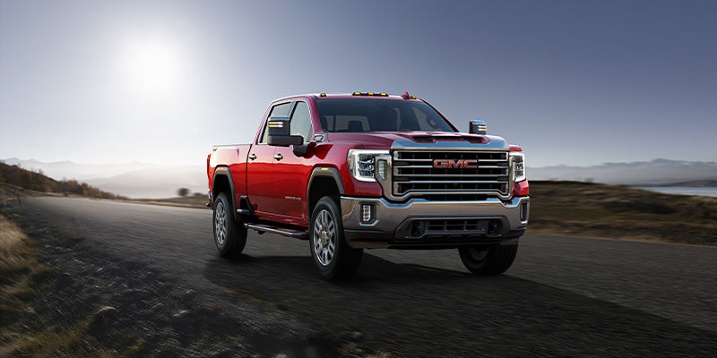 Red Sierra Truck running on the road